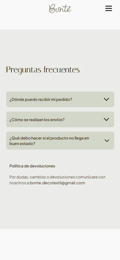 Imagen de la navegación y menú principal de Bonté Deco