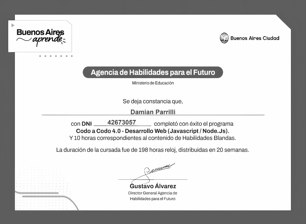 Diploma de Codo a Codo 4.0
